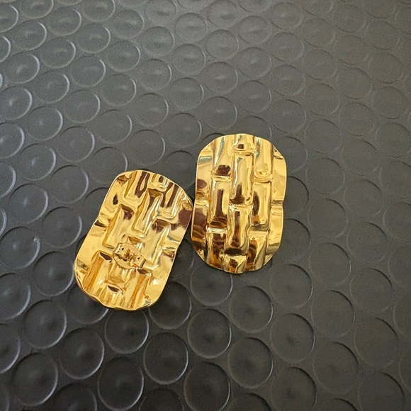 Gold Textured Earrings - Picture 2 of 5